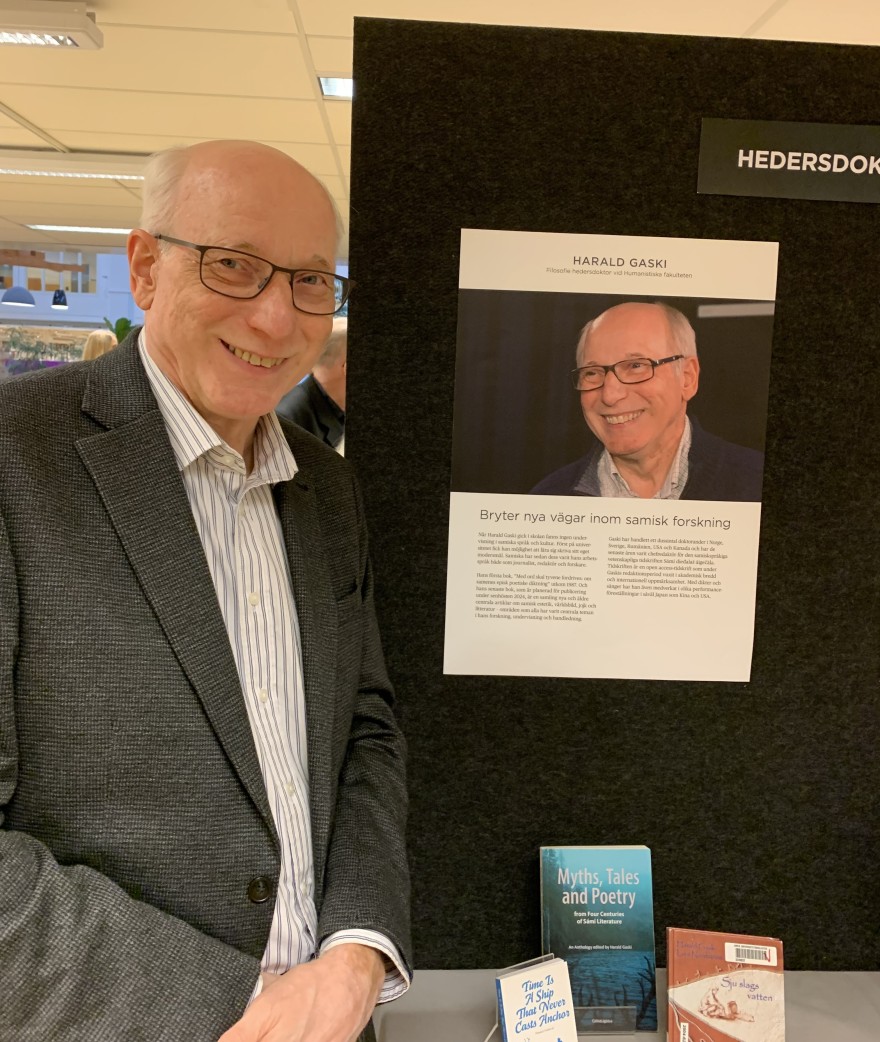 Gudnedoavttir Harald Gaski Upmi universitehta čakčadoaluin 2024. Govven: Krister Stoor, Ubmi universtiehta.